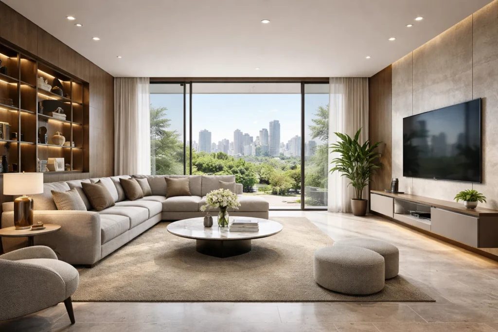 3D Architectural Visualization for Living Room Design in Mumbai