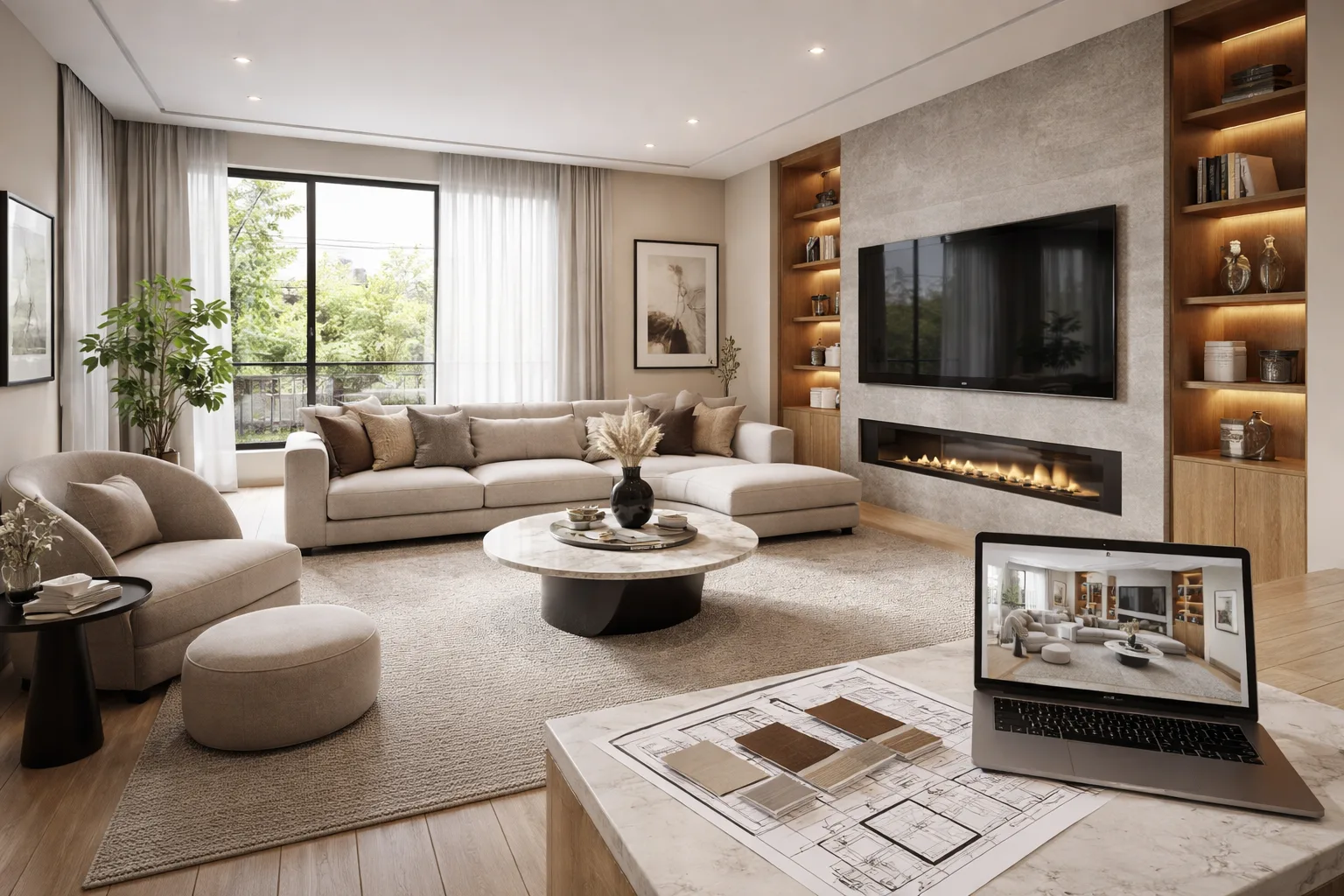 Living Room Design Ideas Using 3D Visualization for Modern Homes