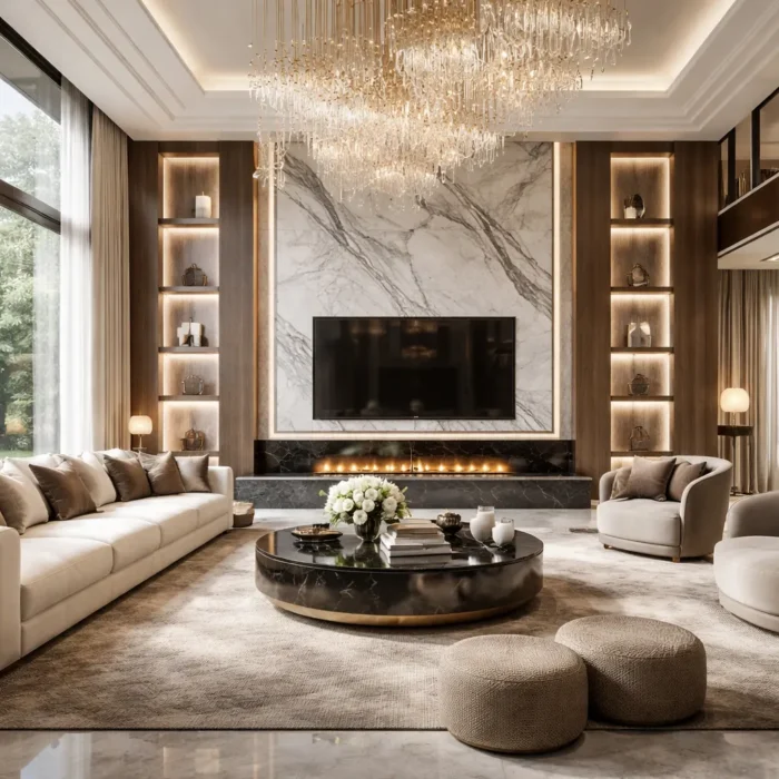 Luxury Living Room Designs Created Using Architectural Rendering Services