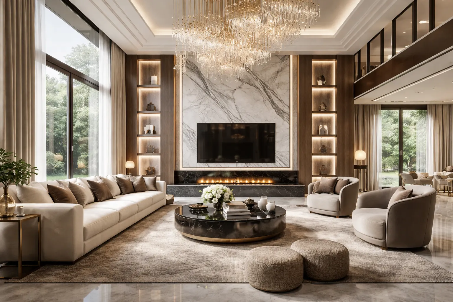 Luxury Living Room Designs Created Using Architectural Rendering Services