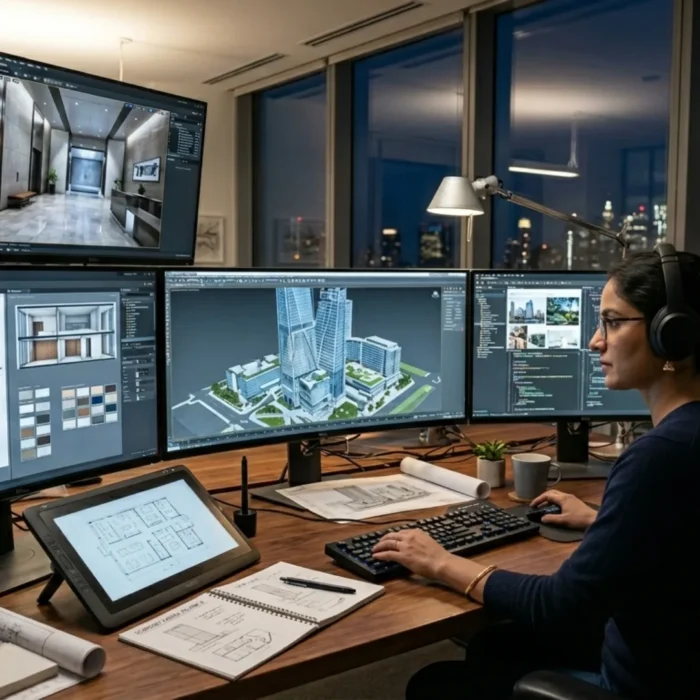 3D architectural visualization plays a powerful role in commercial architecture .